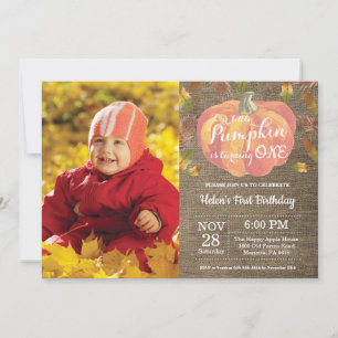 Invitation d'anniversaire premier de citrouille Or
