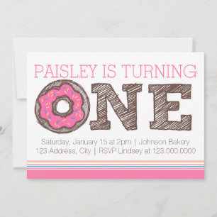 Invitation d'anniversaire premier gâteau - Rose