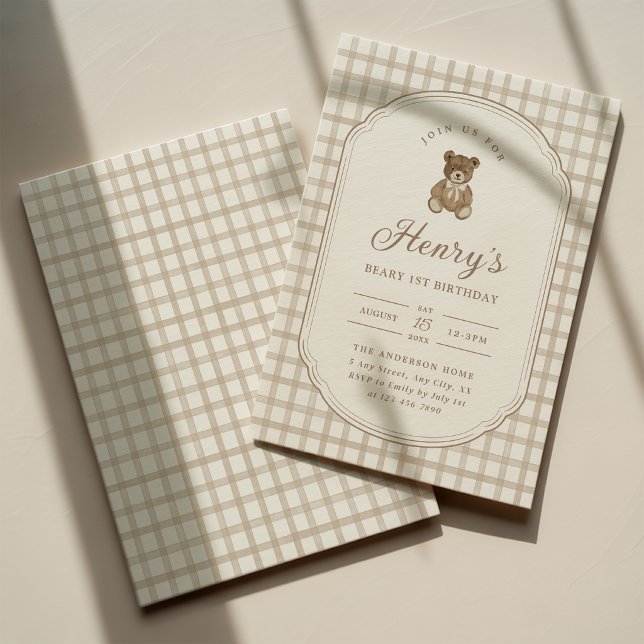 Invitation d'anniversaire premier ours Beary (Créateur téléchargé)