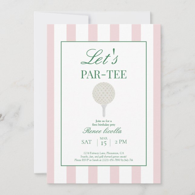 Invitation d'anniversaire premier pour le golf Ros (Devant)