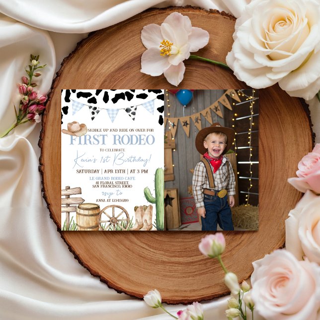 Invitation d'anniversaire Premier Rodéo avec Photo (Créateur téléchargé)