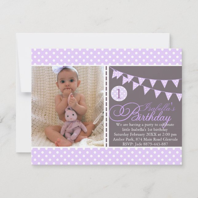 Invitation d'anniversaire première année Bunting p (Devant)