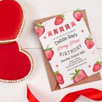 Invitation d'anniversaire première année fraise Be