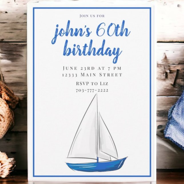 Invitation d'anniversaire préppy nautique voilier  (Créateur téléchargé)