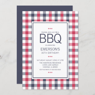 Invitation d'anniversaire Preppy Red, White and Bl
