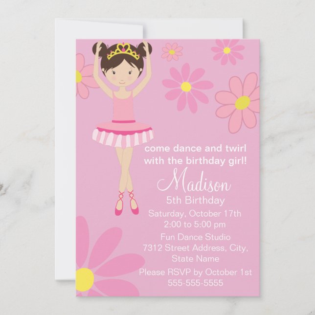 Invitation d'anniversaire Pretty Ballerina Dance P (Devant)