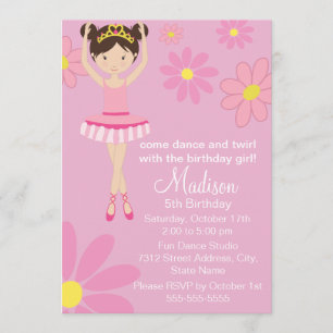 Invitation d'anniversaire Pretty Ballerina Dance P
