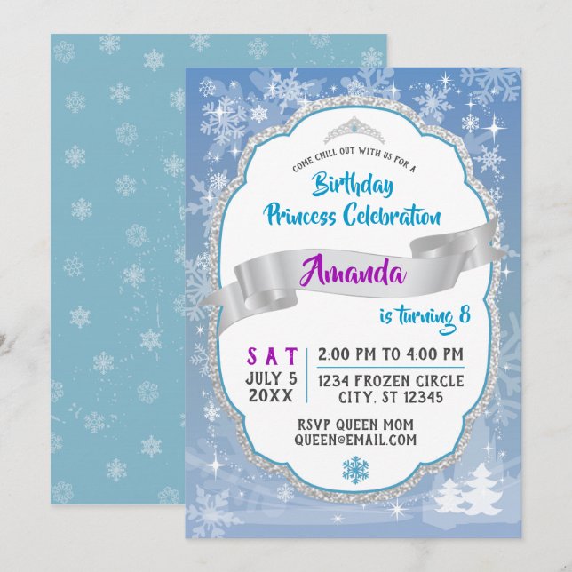 Invitation d'anniversaire Princess Wonderland (Devant / Derrière)