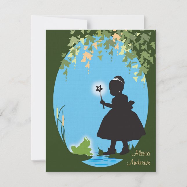 Invitation d'anniversaire - Princesse et grenouill (Devant)