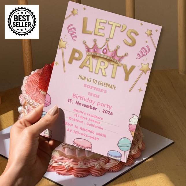 invitation d'anniversaire princesse filles (Créateur téléchargé)