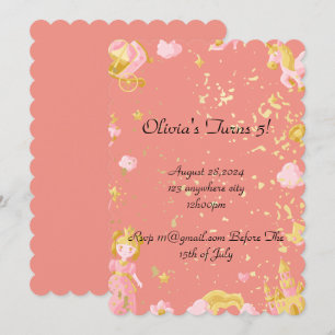 invitation d'anniversaire princesse rose