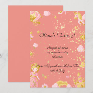 invitation d'anniversaire princesse rose