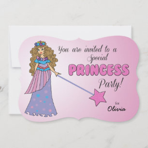 Invitation d'anniversaire Princesse rose avec bagu