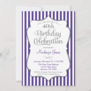 Invitation d'anniversaire Purple Argent Adulte Adu