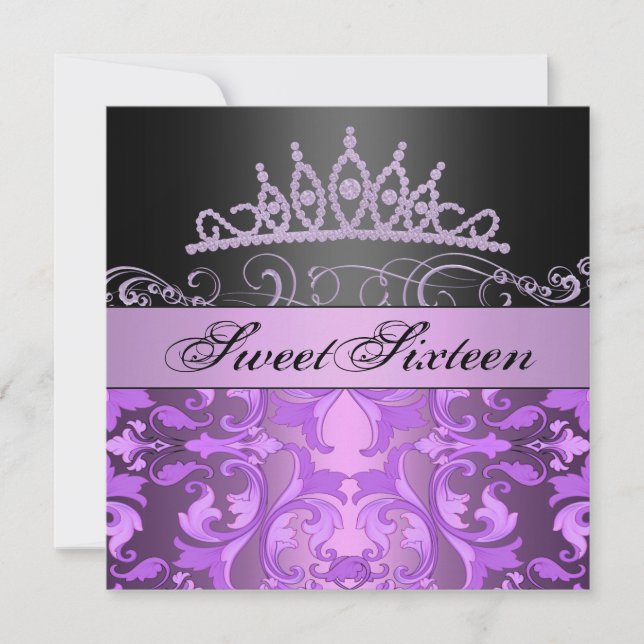 Invitation d'anniversaire Purple Princess Sweet16  (Devant)