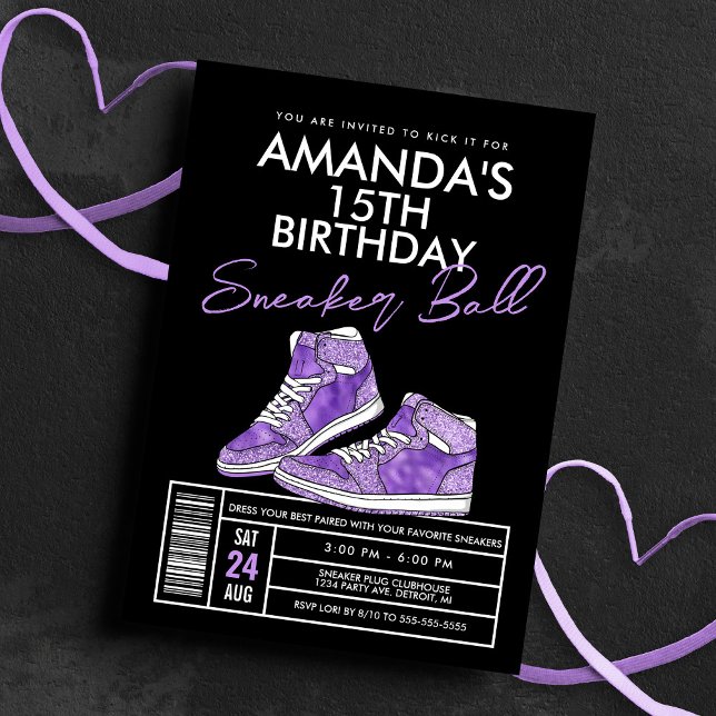 Invitation d'anniversaire Purple Sneaker Ball (Créateur téléchargé)