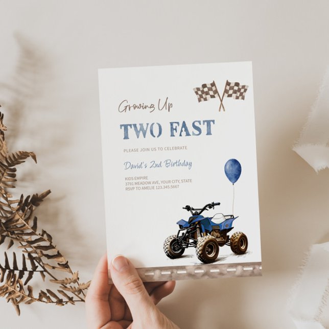 Invitation d'anniversaire QUAD bleu pour 2 ans  (Créateur téléchargé)