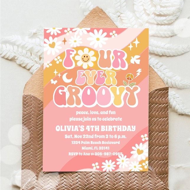 Invitation d'anniversaire Quatre fois super groove (Créateur téléchargé)