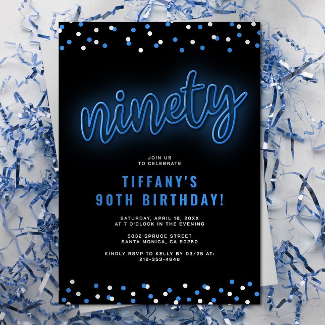 Invitation d'anniversaire quatre-vingt-dix ans au  (Créateur téléchargé)
