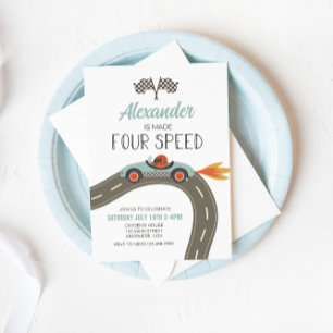 Invitation d'anniversaire quatre vitesses voiture 