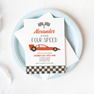 Invitation d'anniversaire quatre vitesses voiture 
