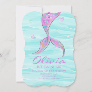 Invitation d'anniversaire Queue de Sirène Sous la