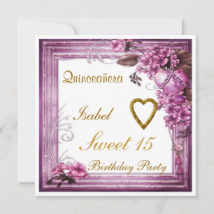 Invitation d'anniversaire Quinceanera Sweet 15 Ros