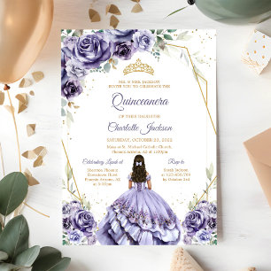 Invitation d'anniversaire Quinceanera Violet