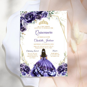 Invitation d'anniversaire Quinceanera Violet