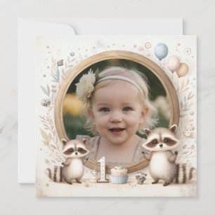 Invitation d'anniversaire Raccoon Cadre photo