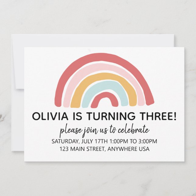 Invitation d'anniversaire Rainbow (Devant)