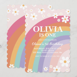 Invitation d'anniversaire Rainbow Daisy
