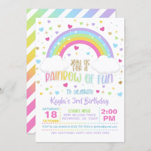 Invitation d'anniversaire Rainbow - Girl Pastel