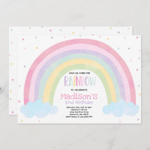 Arc Ciel Pastel Invitations Faire Part Zazzle