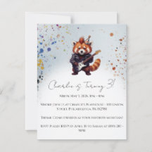 Invitation d'anniversaire Red Panda Rocker