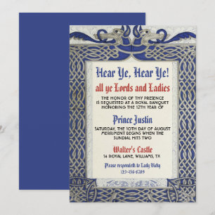 Invitation d'anniversaire Renaissance médiévale