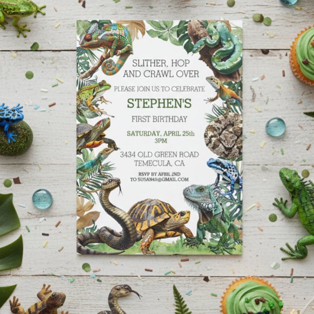 Invitation d'anniversaire Reptile Serpent Tortue  (Créateur téléchargé)