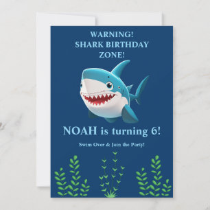 Invitation d'anniversaire requin garçon   Modifiab