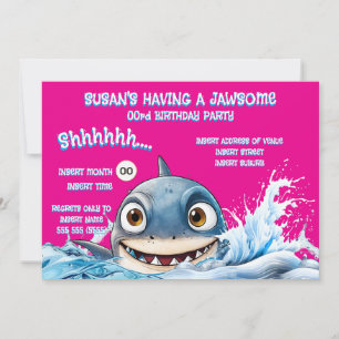 Invitation d'anniversaire requin Jawsome Fille r