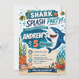 Invitation d'anniversaire requin personnalisée