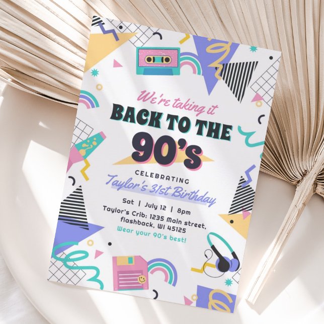 Invitation d'anniversaire Retour aux années 90 (Créateur téléchargé)
