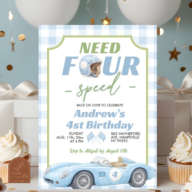 Invitation d'anniversaire rétro bleu prépa Besoin  (Créateur téléchargé)