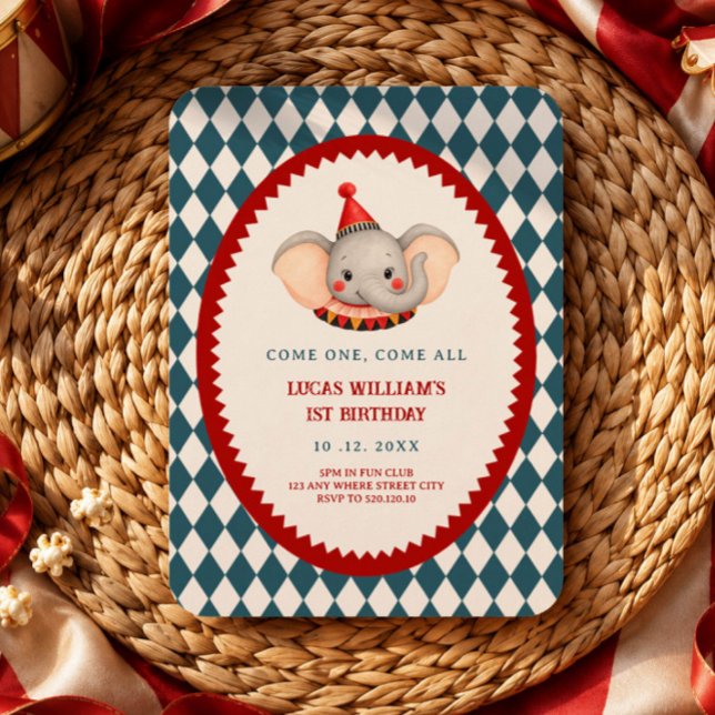 Invitation d'anniversaire rétro Carnaval du cirque (Créateur téléchargé)