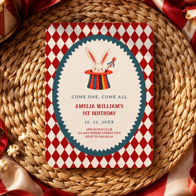 Invitation d'anniversaire rétro Carnaval du cirque (Créateur téléchargé)