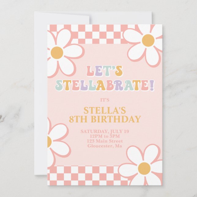 Invitation d'anniversaire Retro Check Stellabrate (Devant)