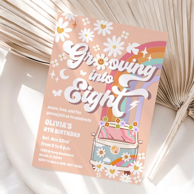 Invitation d'anniversaire Retro Daisy 8 ans (Créateur téléchargé)