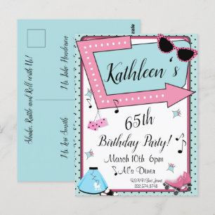 Invitation d'anniversaire Rétro des années 50, tou
