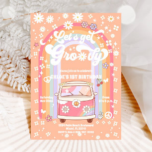 Invitation d'anniversaire rétro Groovy Daisy
