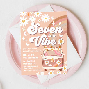 Invitation d'anniversaire Rétro Groovy pour les 7