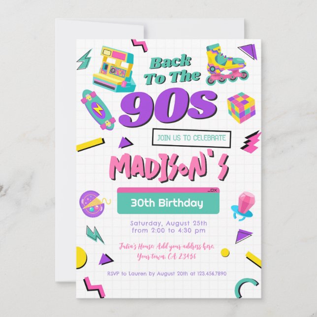 Invitation d'anniversaire rétro, imprimée ou numér (Devant)